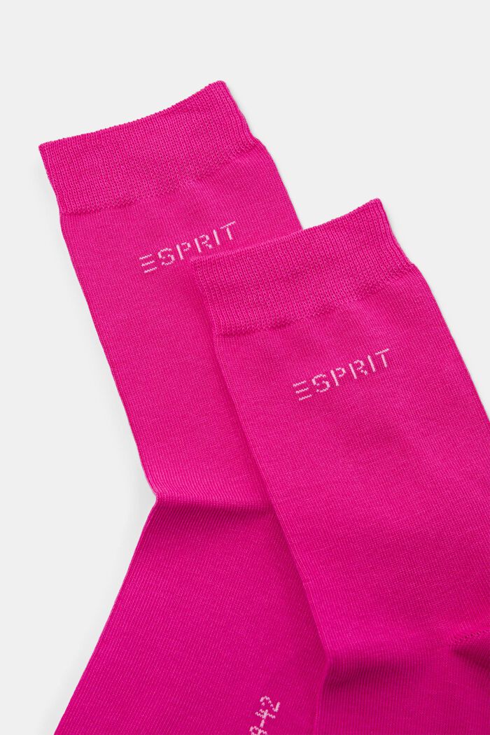 Set van 2 paar sokken met gebreid logo, organic cotton, HOT PINK, detail image number 2
