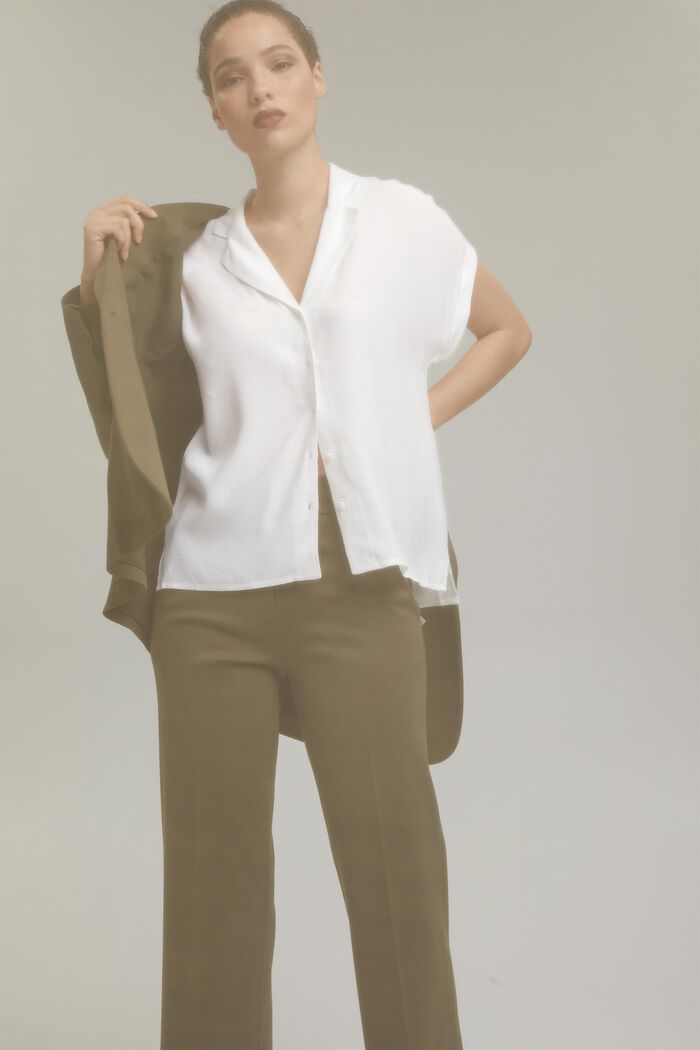 Top façon blouse à col pyjama, LENZING™ ECOVERO™, OFF WHITE, detail image number 5