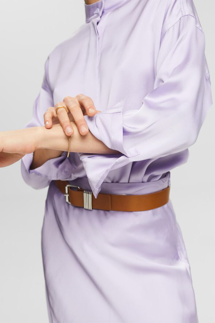 Satijnen blouse met opstaande kraag, LAVENDER, detail image number 4