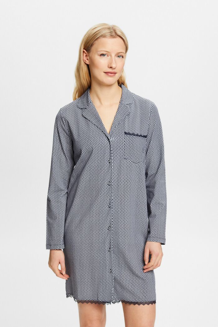 Chemise de nuit en jersey à imprimé, NAVY, detail image number 0