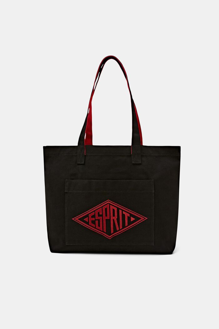 Canvas tote bag met logo, BLACK, detail image number 0