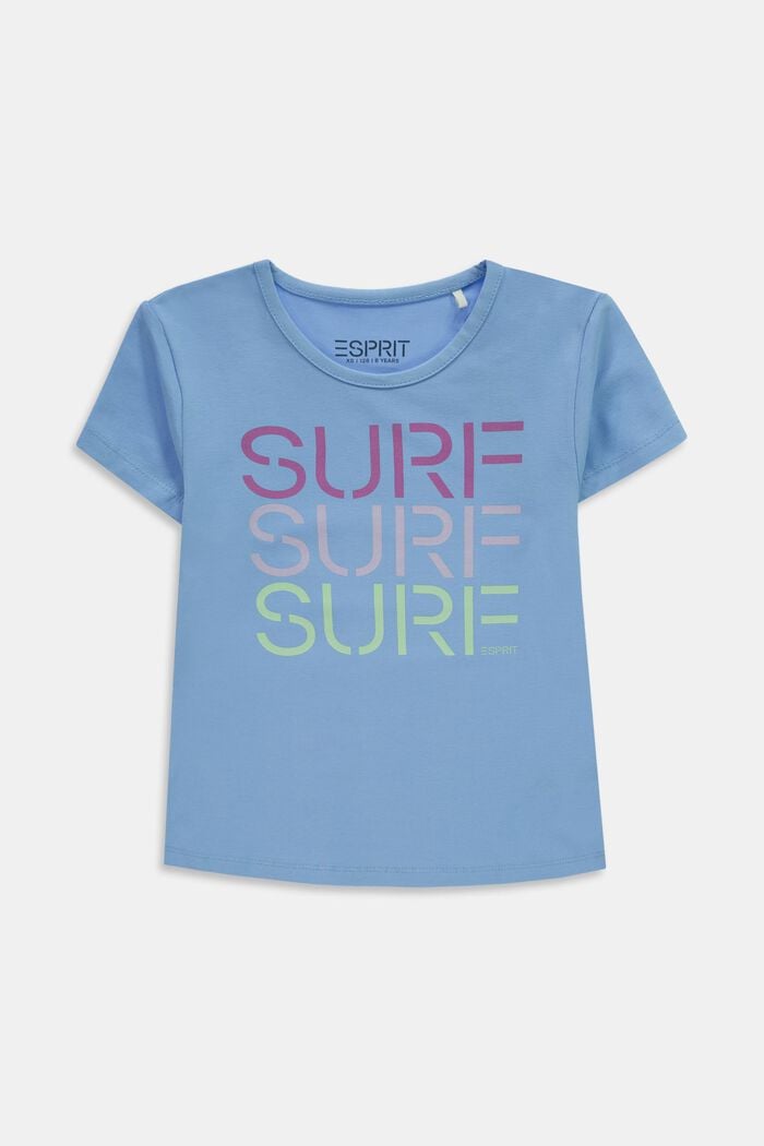 T-shirt met surfprint van katoen, BRIGHT BLUE, overview