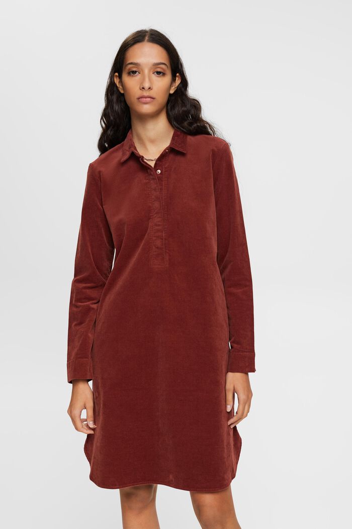 Verleiden regeling als je kunt ESPRIT - Corduroy jurk met liggende kraag at our online shop