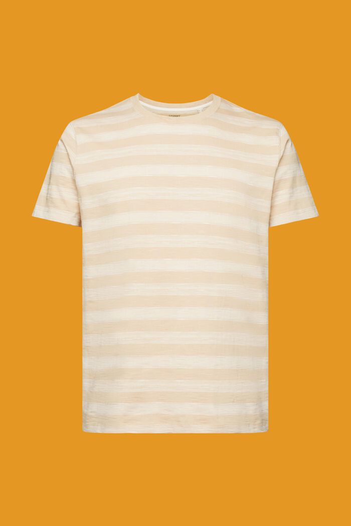 T-shirt met strepen, 100% katoen, SAND, detail image number 6
