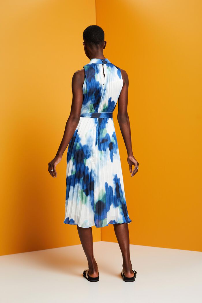 Crinkled midi-jurk met print all-over, BLUE, detail image number 3