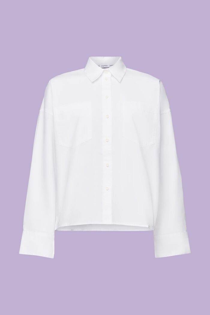 Chemise boutonnée en popeline de coton, WHITE, detail image number 6