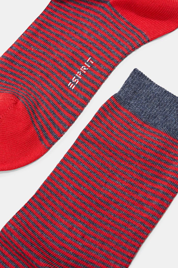 Set van 2 paar gestreepte sokken, organic cotton, RED/NAVY, detail image number 1