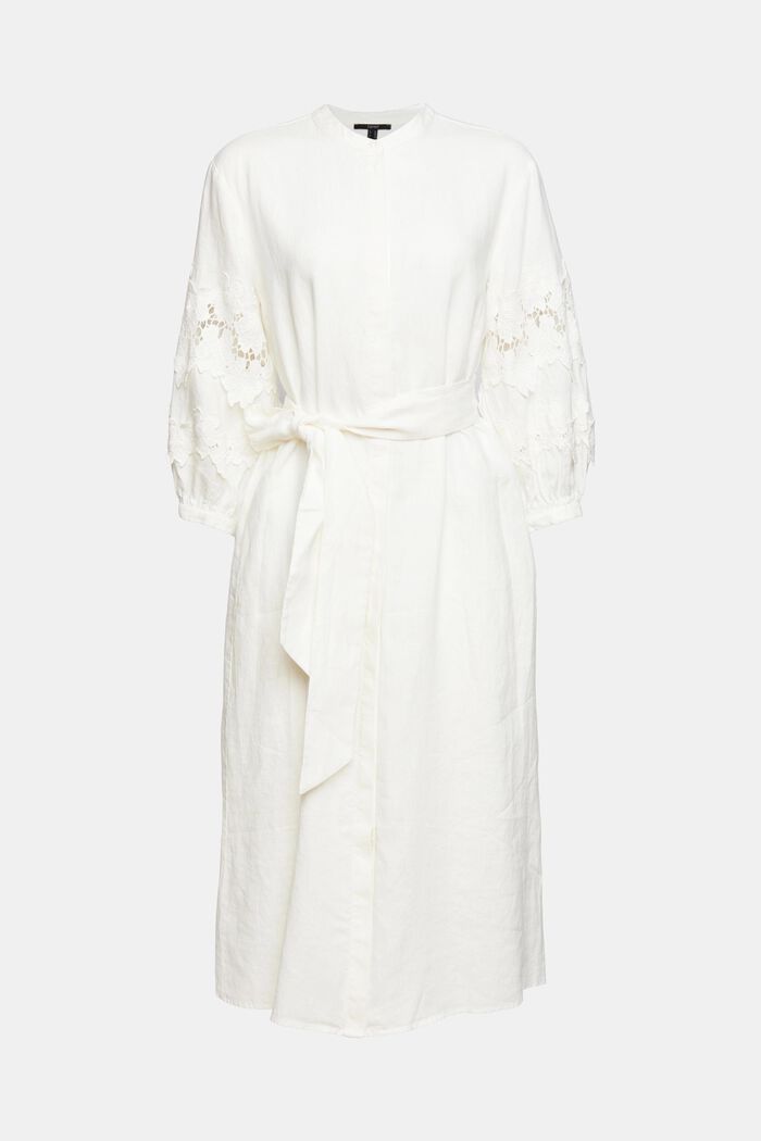 En lin : la robe-chemise dotée d´une ceinture à nouer, OFF WHITE, overview