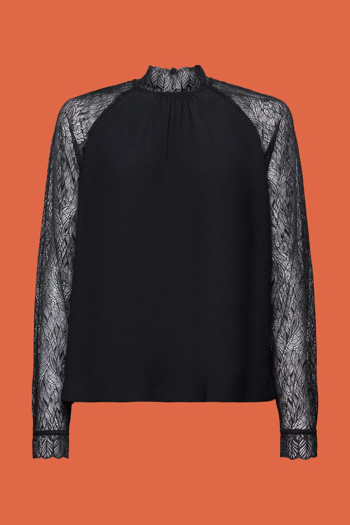 Kanten blouse met lange mouwen, BLACK, detail image number 6