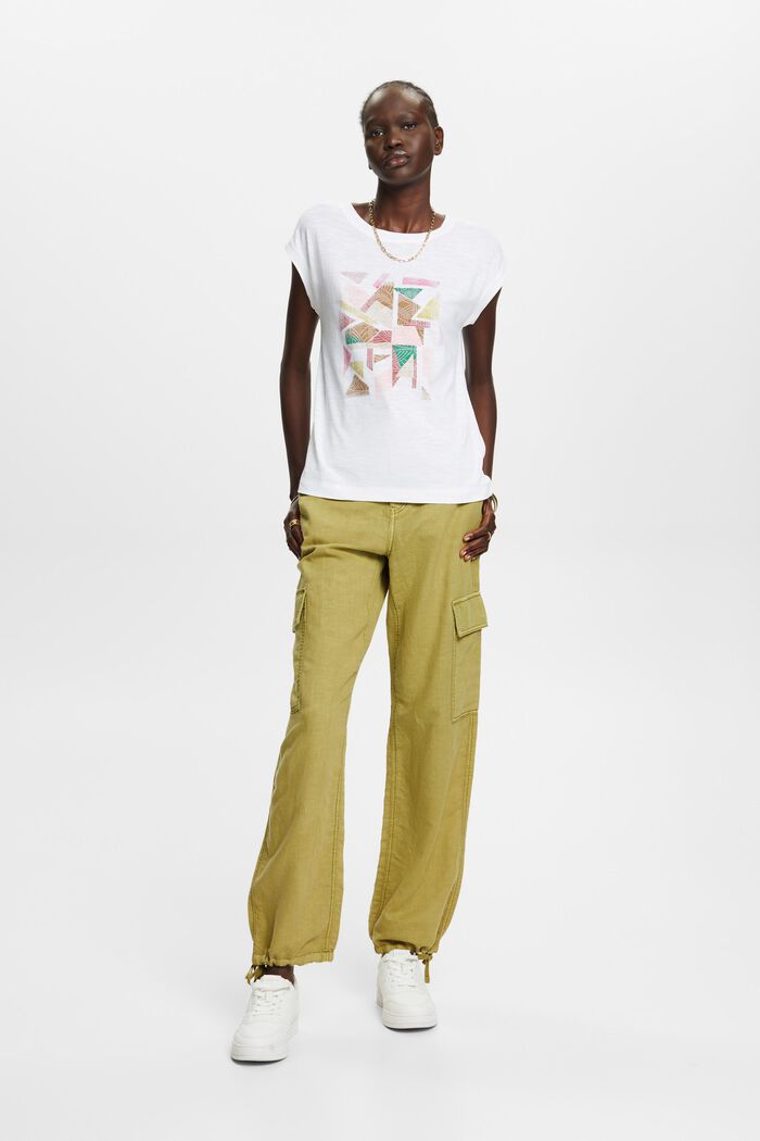 T-shirt à imprimé, 100 % coton, WHITE, detail image number 4