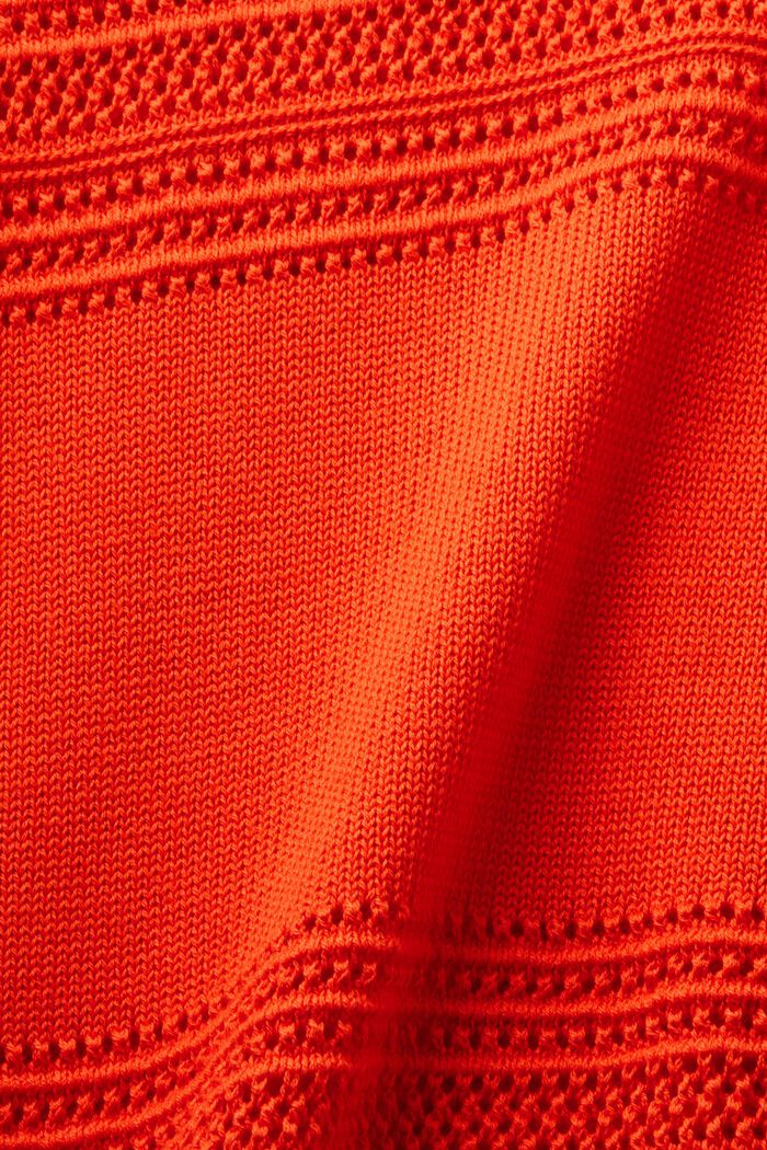Open gebreide trui met ronde hals, BRIGHT ORANGE, detail image number 4