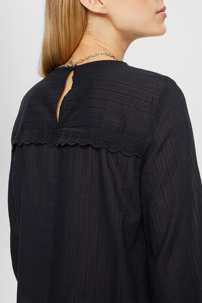 Kanten blouse met schulprandje, BLACK, detail image number 2