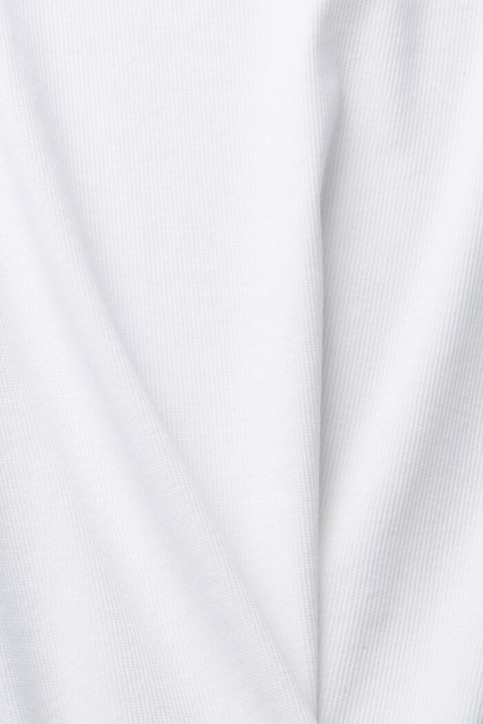 Fijn geribd T-shirt, mix van biologisch katoen, WHITE, detail image number 4