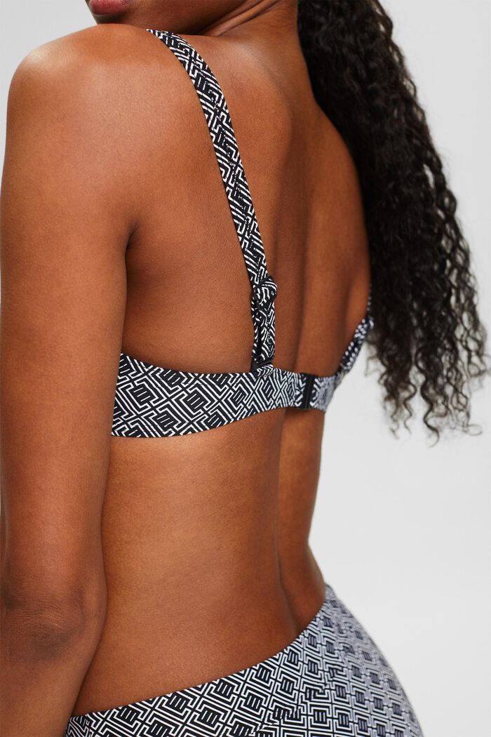 Ongewatteerde bikinitop met beugels en print, BLACK, detail image number 1