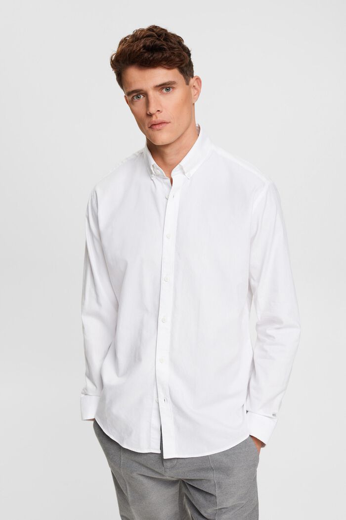 Slim fit overhemd met buttondownkraag, OFF WHITE, detail image number 0