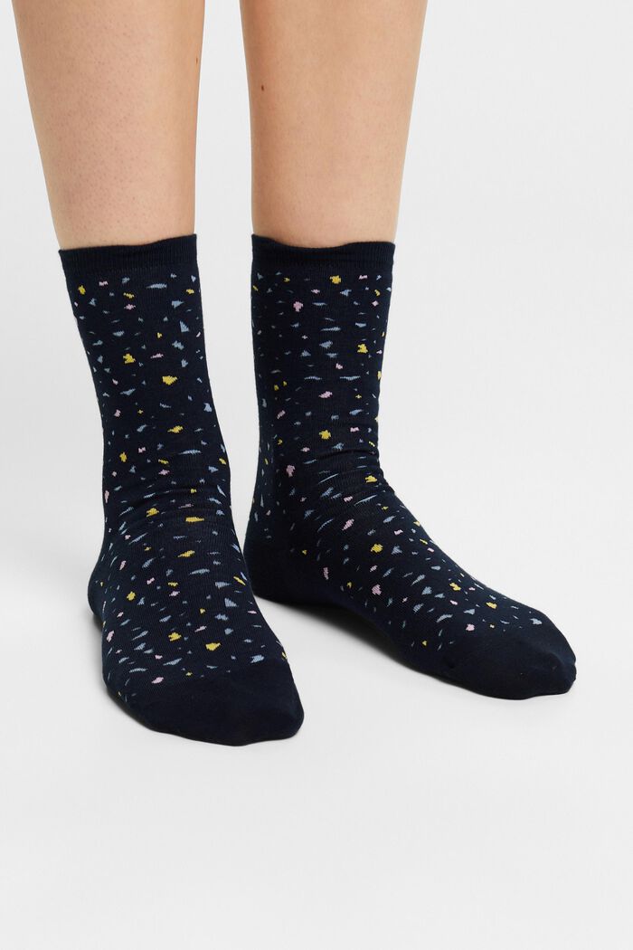 Gebreide sokken met print, MARINE, detail image number 1