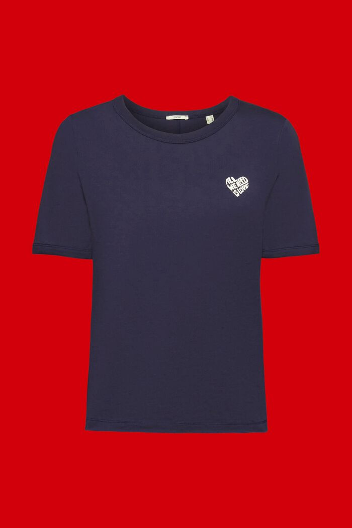T-shirt en coton à logo en forme de cœur, NAVY, detail image number 5