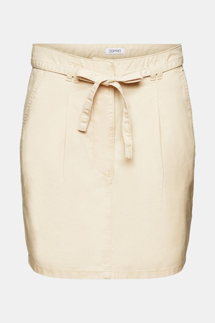 Mini-jupe chino à ceinture, CREAM BEIGE, detail image number 7