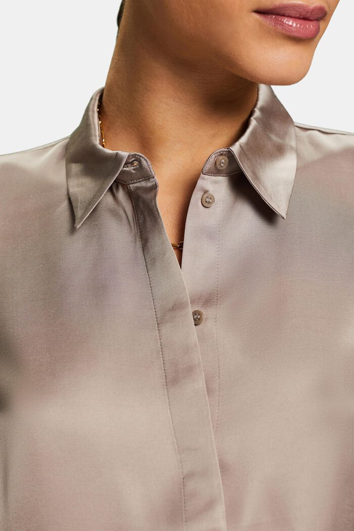 Satijnen blouse met lange mouwen, LIGHT TAUPE, detail image number 3