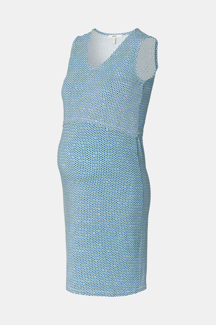 Gebloemde jersey jurk met voedingsfunctie, PASTEL BLUE, detail image number 6