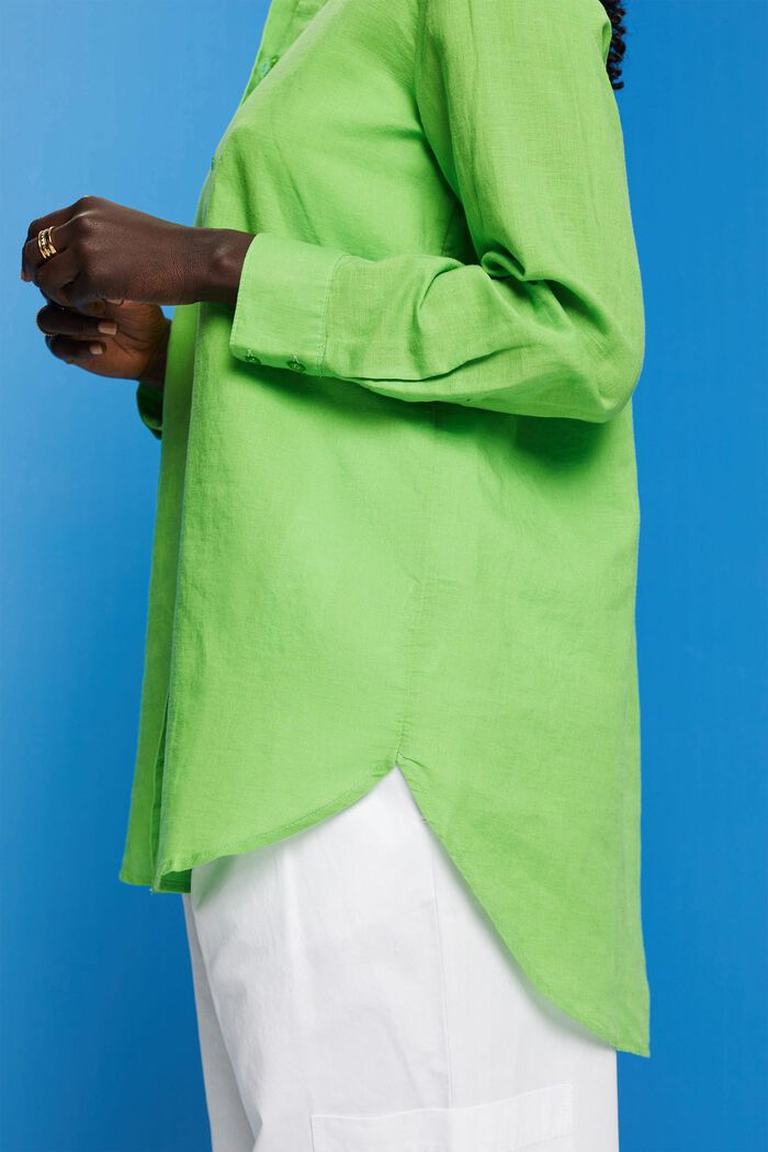 Overhemd van een mix van linnen en katoen, GREEN, detail image number 4