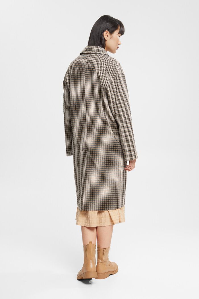 Manteau à motif pied-de-poule en laine mélangée, CREAM BEIGE, detail image number 4