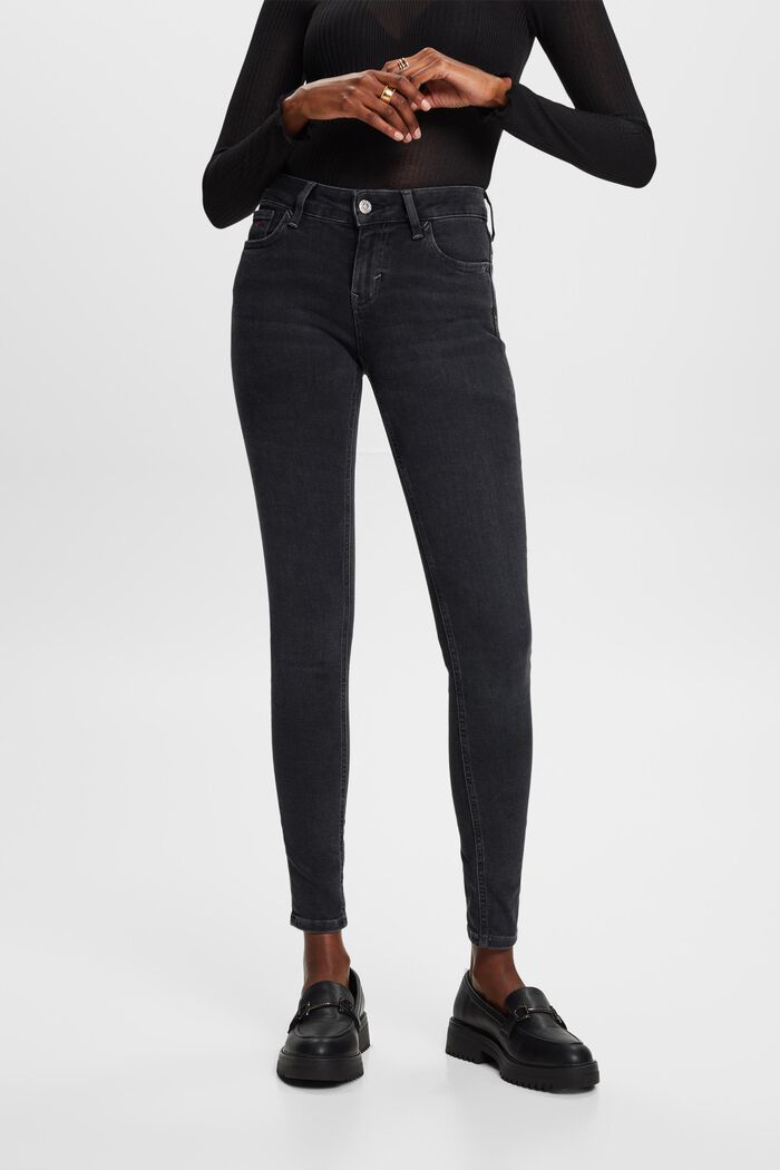 Mid rise skinny jeans, BLACK RINSE, detail image number 0