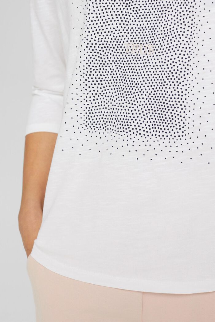 Shirt met 3/4-mouwen en print, WHITE, detail image number 0