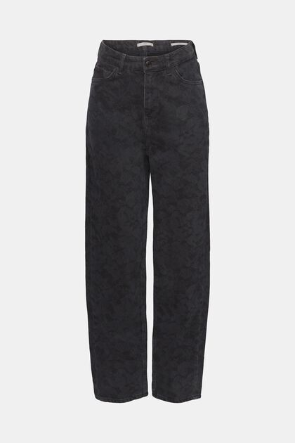 High-rise banana fit jeans met print, BLACK DARK WASHED, overview