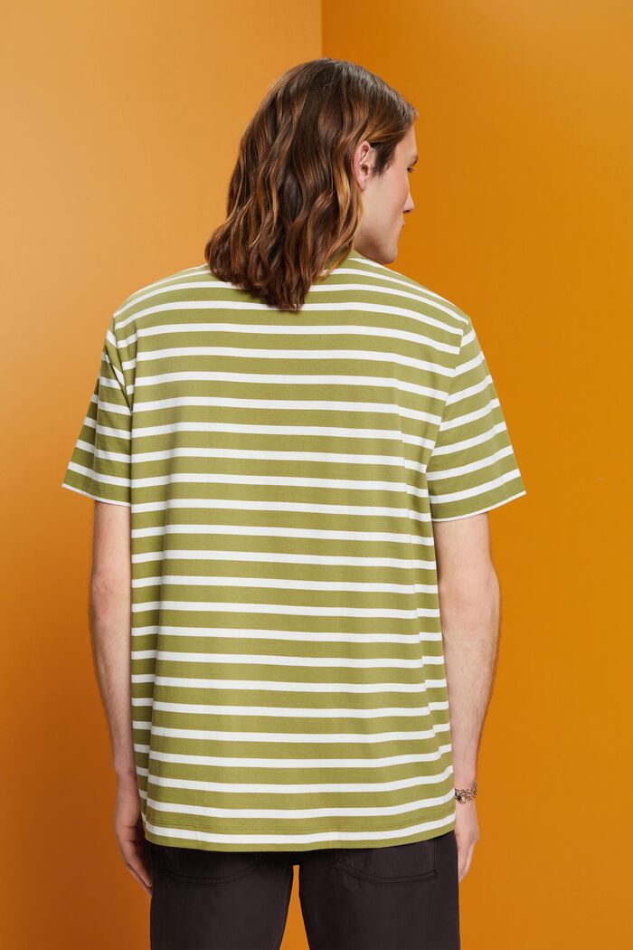 Gestreept T-shirt van duurzaam katoen, LEAF GREEN, detail image number 3