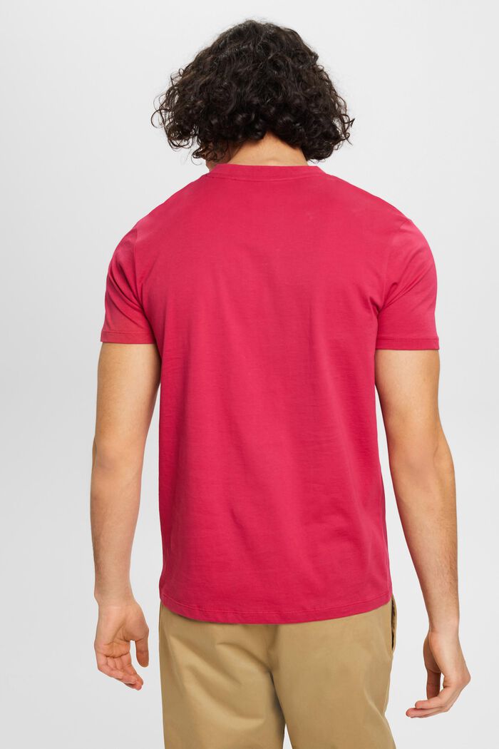 Slim fit katoenen shirt met V-hals, DARK PINK, detail image number 3