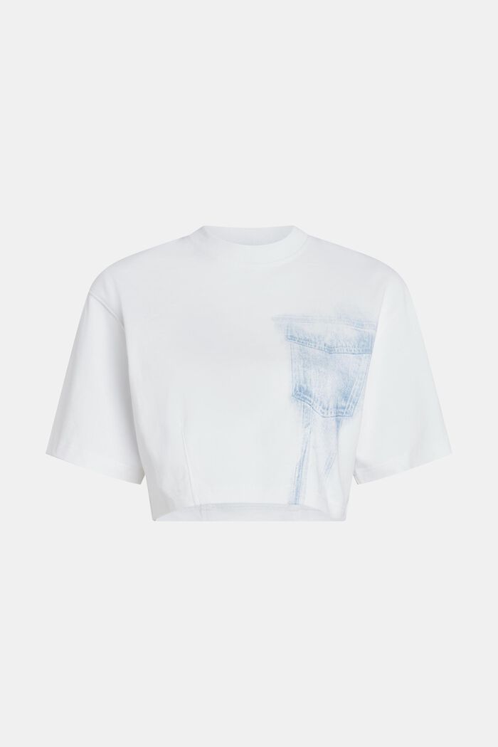 T-shirt court à imprimé indigo, WHITE, overview
