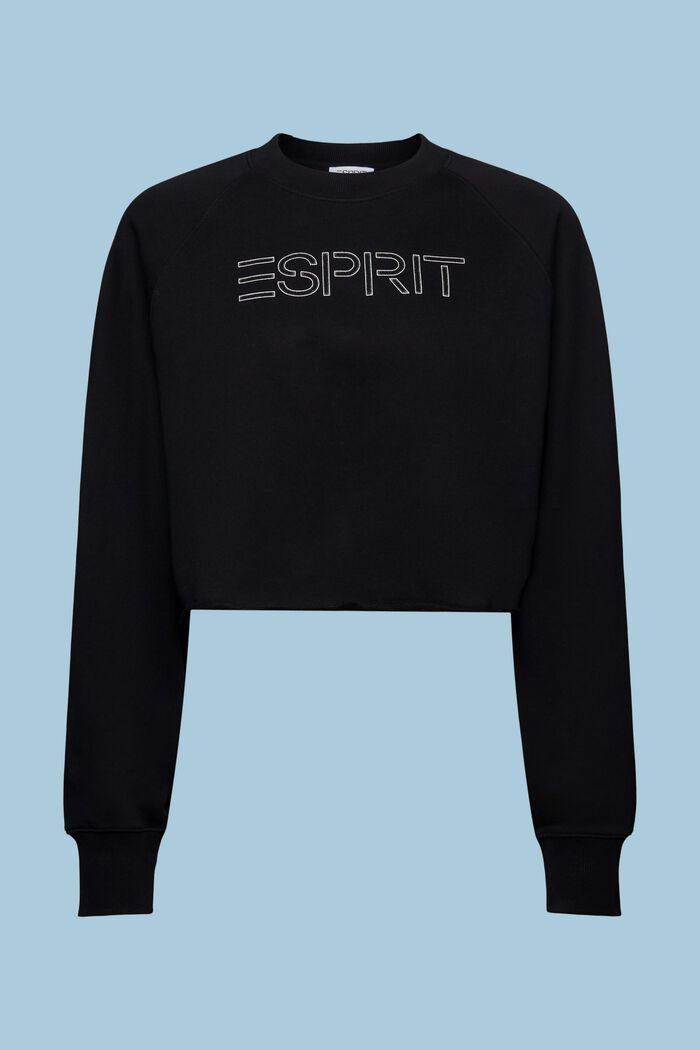 Cropped sweatshirt met logo, BLACK, detail image number 6