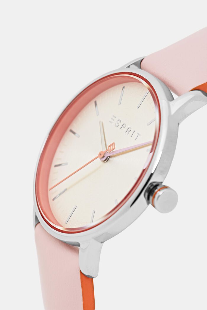 Edelstalen horloge met gekleurde details, PINK, detail image number 1