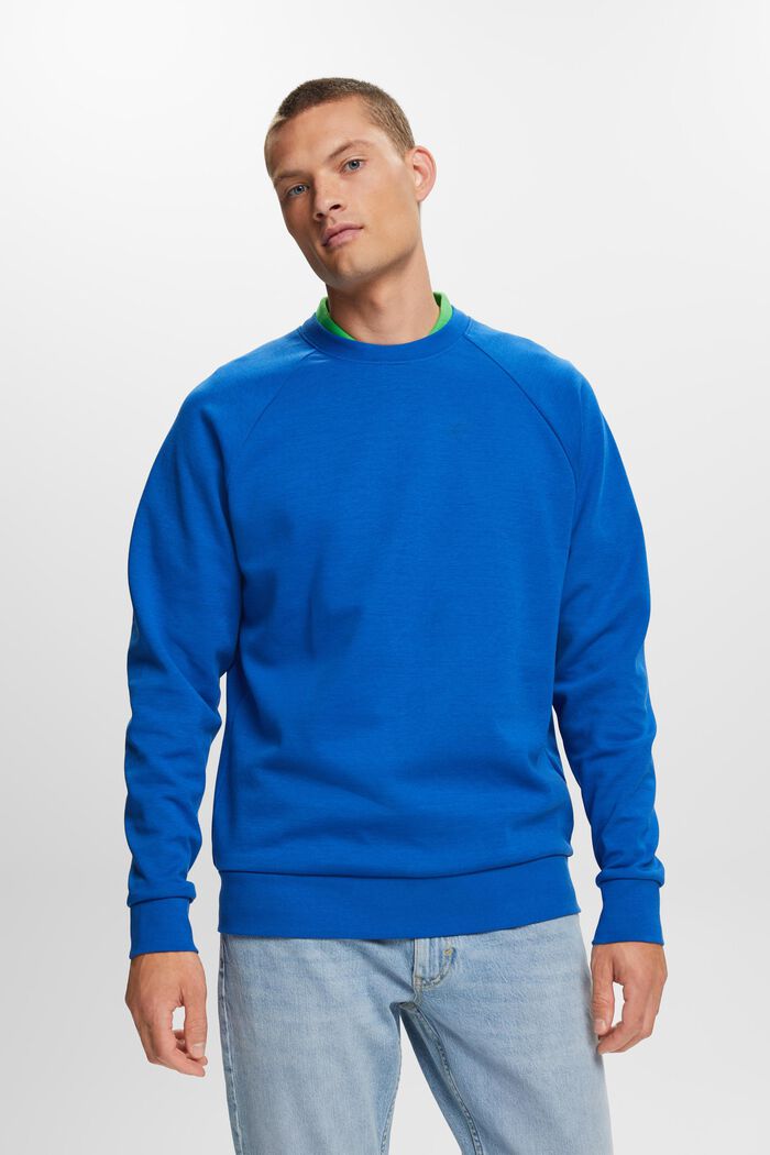Sweat-shirt basique, en coton mélangé, BRIGHT BLUE, detail image number 0