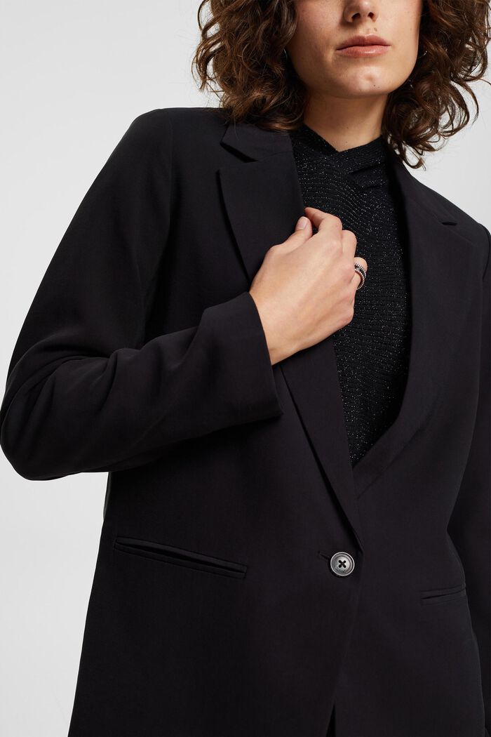 Single-breasted blazer met LENZING™ ECOVERO™, BLACK, detail image number 2