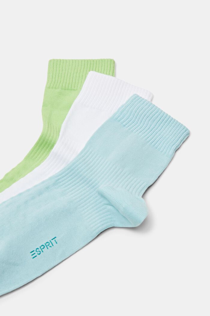 Set van 3 crew (middelhoge) sokken van geribd organic cotton, BLUE/GREEN, detail image number 2