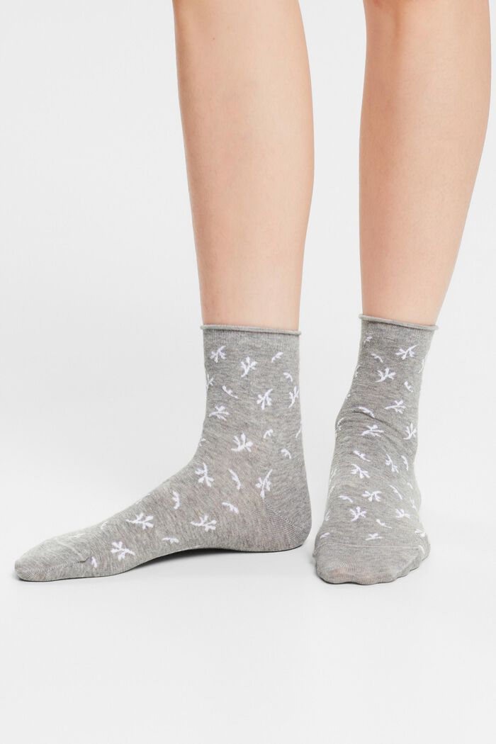 2 paar katoenen sokken met print, GREY/BLACK, detail image number 1
