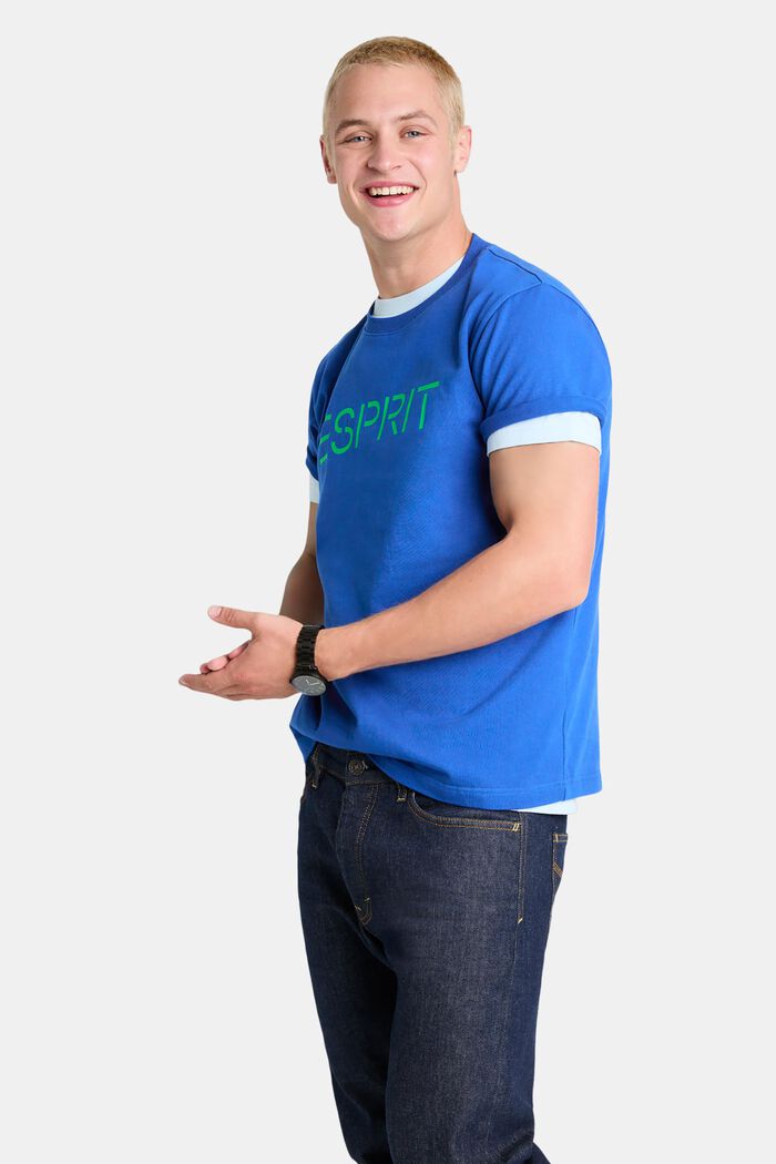 Uniseks T-shirt van katoen-jersey met logo, BRIGHT BLUE, detail image number 1