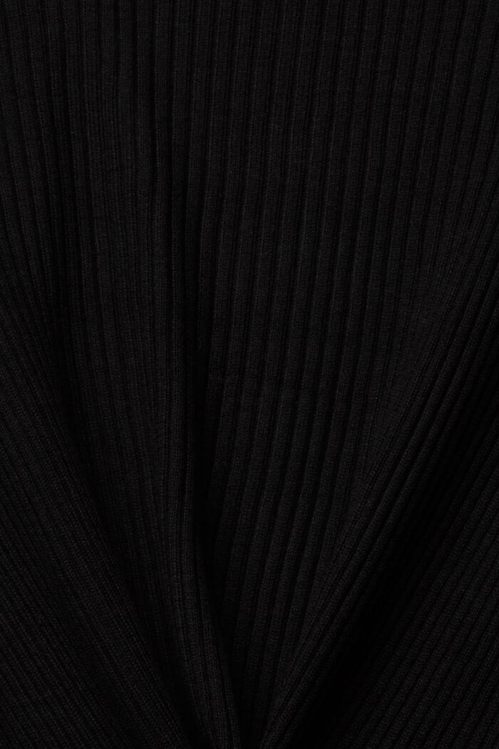 Ribgebreid vest met een asymmetrische zoom, BLACK, detail image number 4