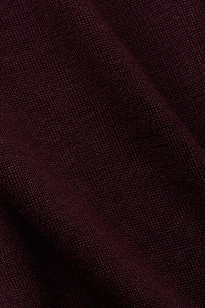 Wollen polosweater, AUBERGINE, detail image number 4