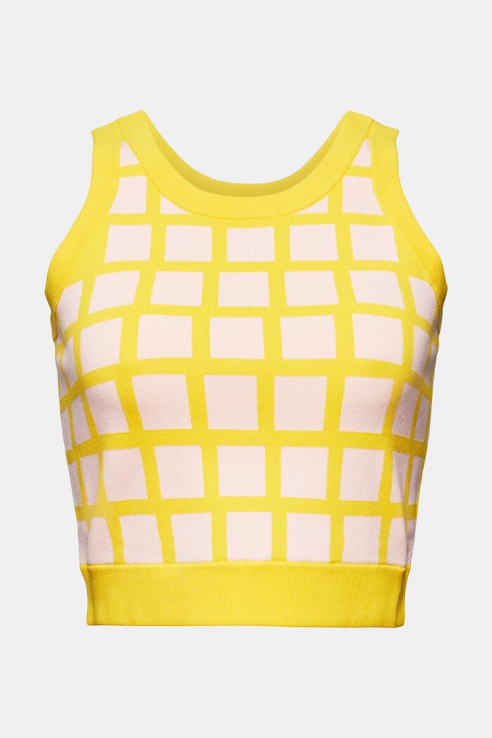 Cropped jacquard trui-top, YELLOW, detail image number 7