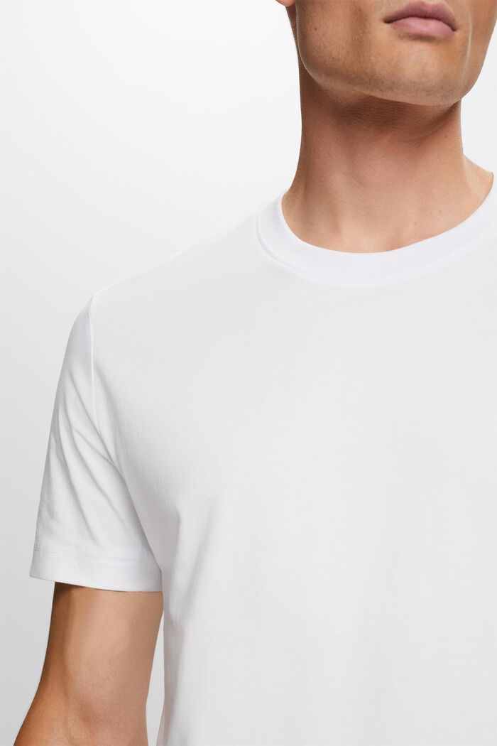 T-shirt à col rond en jersey de coton Pima, WHITE, detail image number 2
