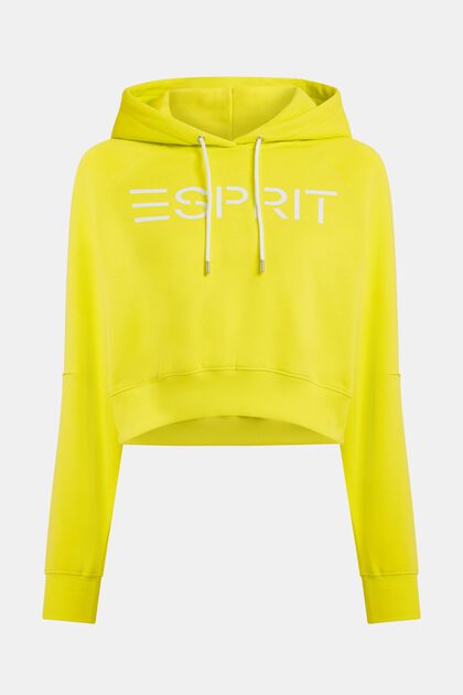 Cropped hoodie met logo, BRIGHT YELLOW, overview