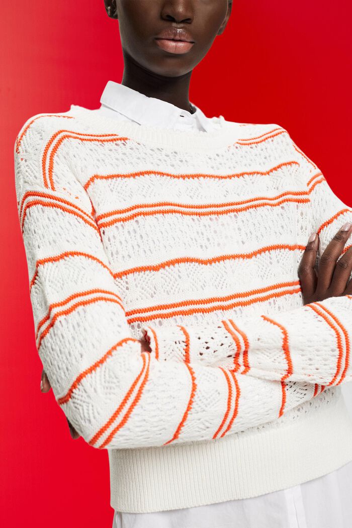Pull-over en coton durable texturé, NEW OFF WHITE, detail image number 2
