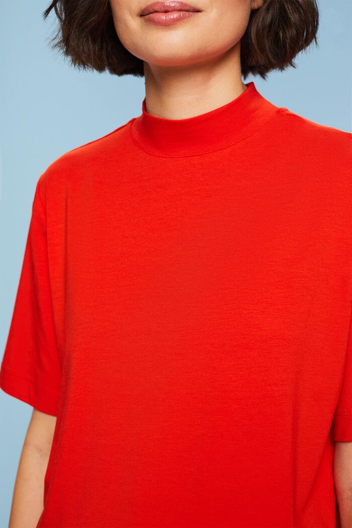 Jersey T-shirt met gesuggereerde hals, RED, detail image number 2