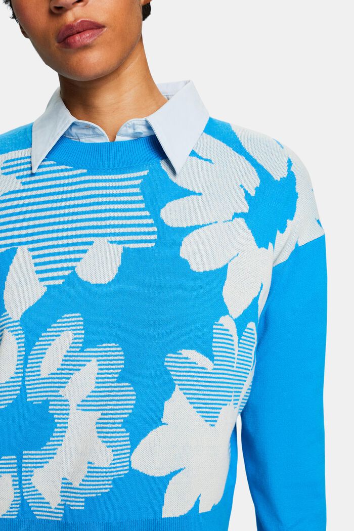 Sweat-shirt en jacquard de coton, BLUE, detail image number 3