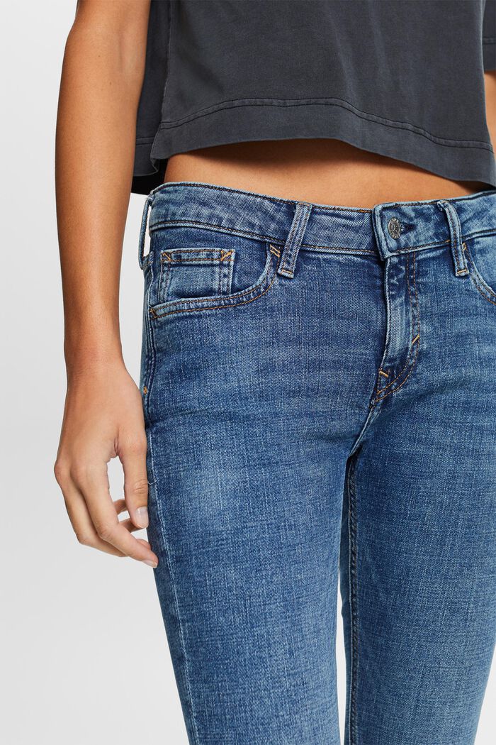 En matière recyclée : le jean stretch de coupe Skinny Fit taille mi-haute, BLUE MEDIUM WASHED, detail image number 2