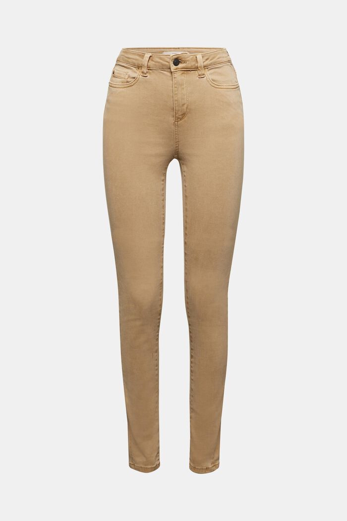 Zachte high waist broek met stretch, CAMEL, detail image number 0