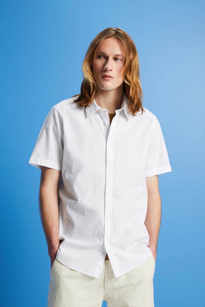 Gestructureerd slim fit-overhemd, WHITE, detail image number 0